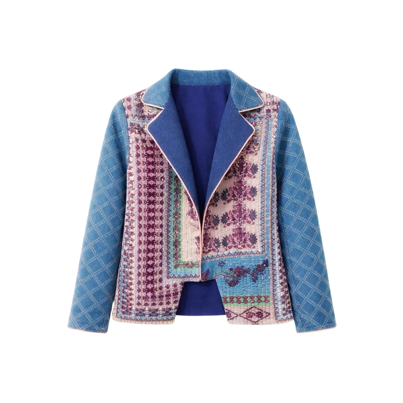 imbroidered and denim jacket