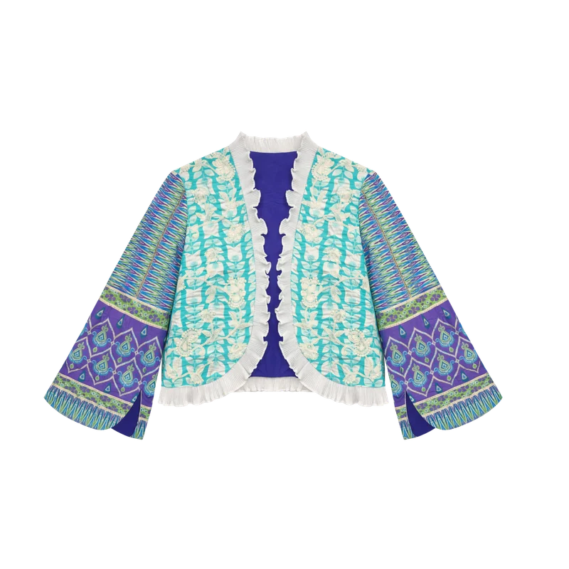 pleated and embroidered coat