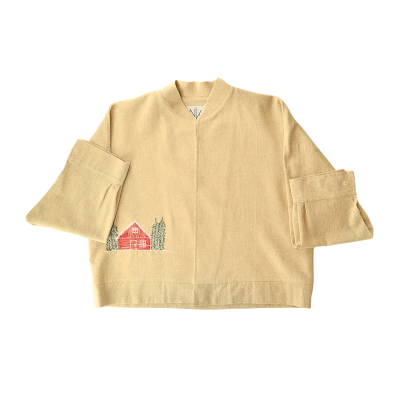 Embroidered coat at home