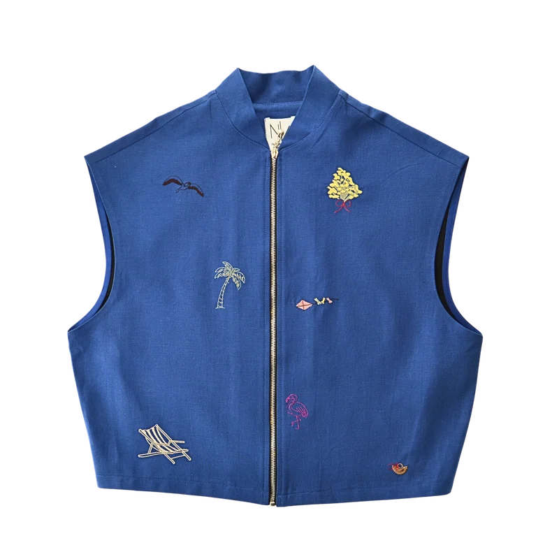 Patterned carbon blue vest
